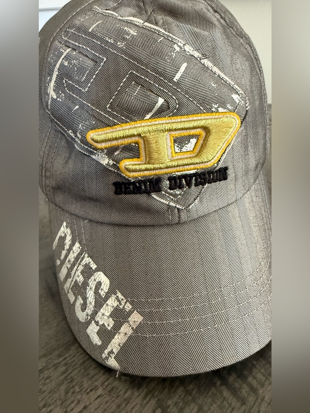 Diesel Gray Baseball Cap with Yellow Patch Logo